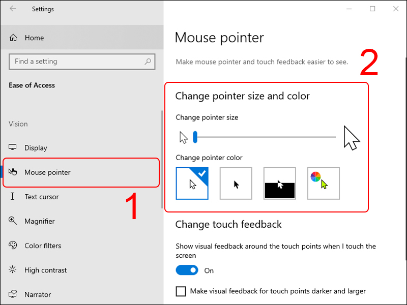 Thay đổi h&igrave;nh d&aacute;ng con trỏ chuột